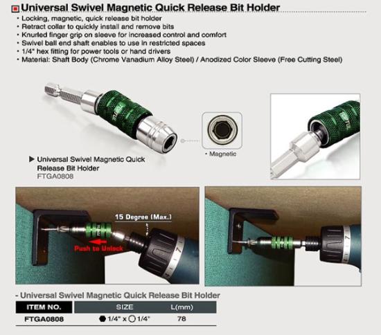 Prekės „Laikiklis magnetinis 78 mm 1/4 lankstus Toptul FTGA0808“ paveikslėlis