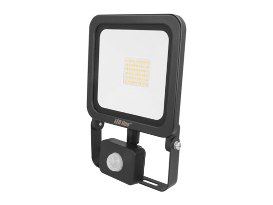 Prekės nuotrauka Prožektorius LED su judesio davikliu 30W IP65 4000K 2400lm juodas LEDline IŠPARDUOTA