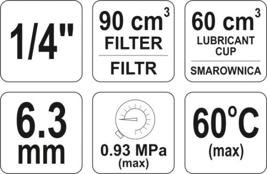 Prekės „Reduktorius oro su manometru tepalinis kompresoriui 1/4" 0.93MPa filtras 90 cm3 Yato IŠPARDUOTA“ paveikslėlis