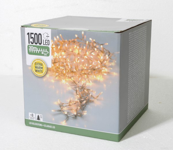 Prekės nuotrauka Elektrinė girlianda 1500 LED 30 m balta skaidrios spalvos IŠPARDUOTA