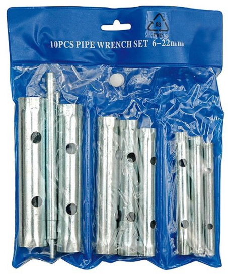 Prekės nuotrauka Raktų rinkinys vamzdinių 6 - 22 mm 10 dalių Toya