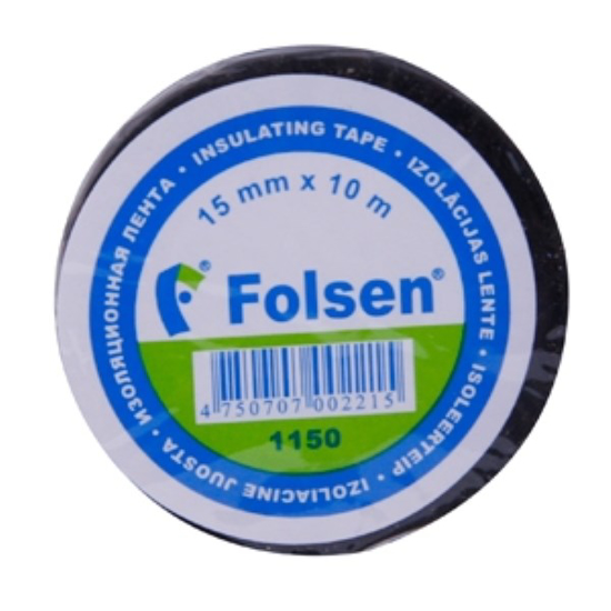 Prekės nuotrauka Juosta izoliacinė 15 mm x 10 m juoda FOLSEN
