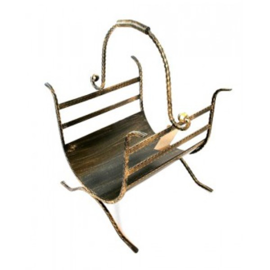 Prekės nuotrauka Dėklas malkoms metalinis sendinto aukso spalvos 65 x 40 cm 10-260 IŠPARDUOTA