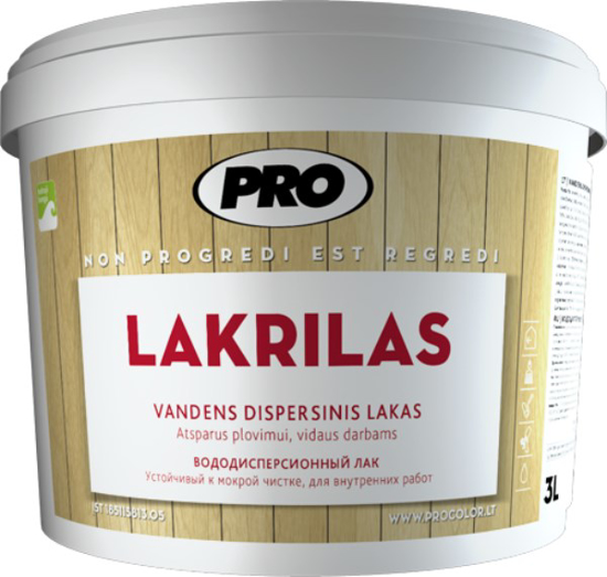 Prekės nuotrauka Lakas medienai PRO LAKRILAS -VB PRO 3 l blizgus