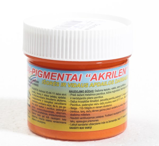 Prekės nuotrauka Dažai - pigmentai akriliniai oranžiniai 120 g