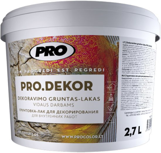 Prekės nuotrauka Gruntas  - lakas PRO DECOR 2,7 l matinis