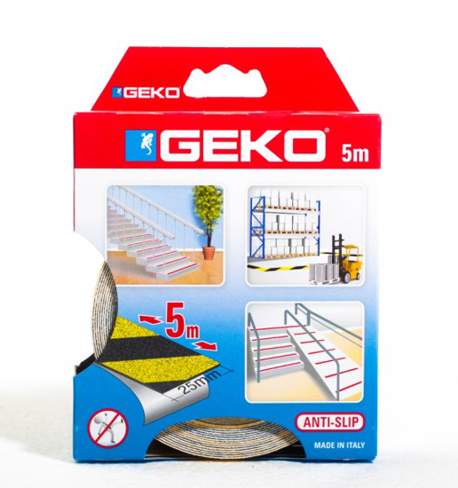 Prekės nuotrauka Juosta neslystanti GEKO lauko ir vidaus geltona / juoda 25 mm x 5 m