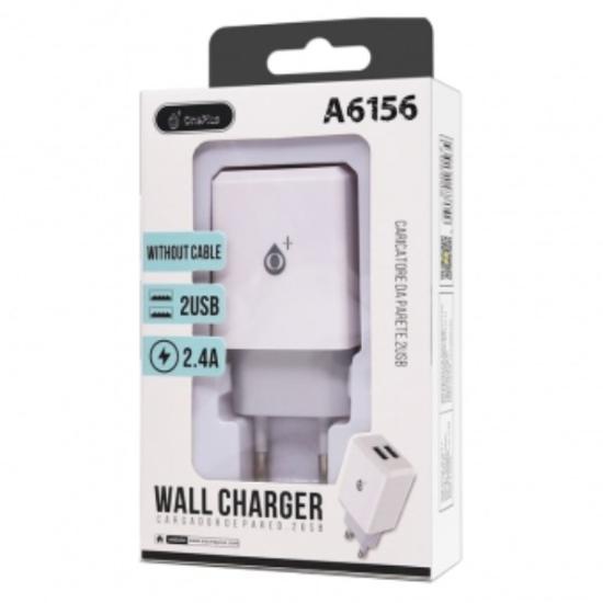 Prekės „Įkroviklis 2xUSB 220V 2,4A OnePlus baltas IŠPARDUOTA“ paveikslėlis