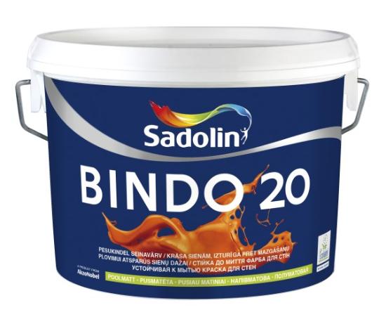 Prekės „Vandeniniai vidaus dažai SADOLIN BINDO 20, 2,33 l, BC bazė, pusiau matiniai, plaunami IŠPARDUOTA“ paveikslėlis