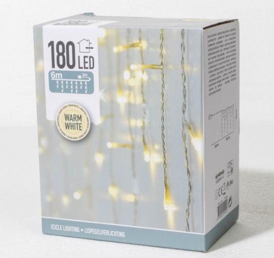 Prekės „Elektrinė girlianda - varvekliai 180 LED 6 m baltos spalvos IŠPARDUOTA“ paveikslėlis