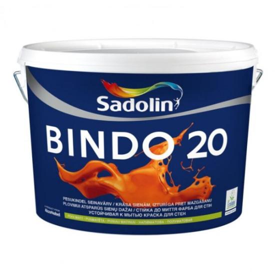 Prekės „Vandeniniai vidaus dažai SADOLIN BINDO 20, 10 l, BW bazė, balti, pusiau matiniai, plaunami IŠPARDUOTA“ paveikslėlis