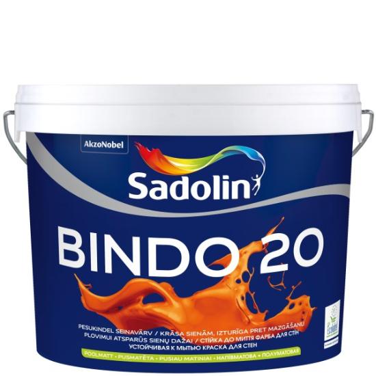 Prekės „Vandeniniai vidaus dažai SADOLIN BINDO 20 BW, 5 l,BW bazė,  balti, pusiau matiniai IŠPARDUOTA“ paveikslėlis