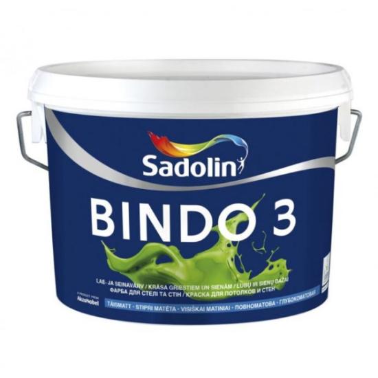 Prekės „Vandeniniai vidaus dažai SADOLIN BINDO 3, 10 l, BW bazė, balti, visiškai matiniai IŠPARDUOTA“ paveikslėlis