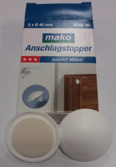 Prekės nuotrauka Atrama durų lipni balta Ø 40 mm 2 vnt Mako