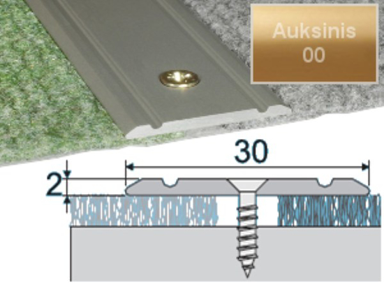 Prekės nuotrauka Profilis grindų sujungimui A02 30x2mm 180cm aukso spalva