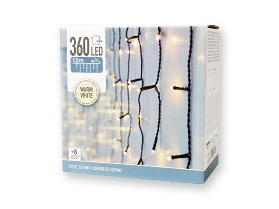 Prekės nuotrauka Elektrinė girlianda - varvekliai 360 LED 12 m baltos spalvos IŠPARDUOTA