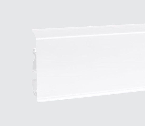Prekės nuotrauka Grindjuostė PVC EVO 70 x 2500 mm 001 Balta   IŠPARDUOTA