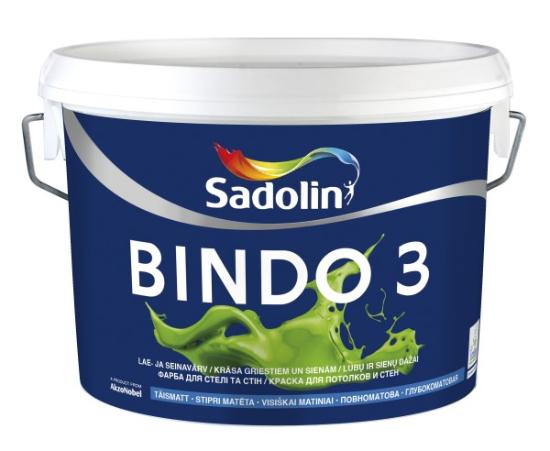 Prekės „Vandeniniai vidaus dažai SADOLIN BINDO 3, 5 l, BW bazė, balti, visiškai matiniai IŠPARDUOTA“ paveikslėlis