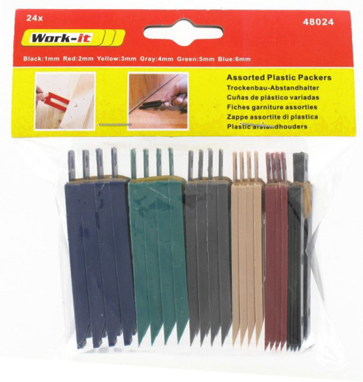 Prekės nuotrauka Kaladėlės išlyginimui 1,2,3,4,5,6 mm 24 vnt Work-it Toko