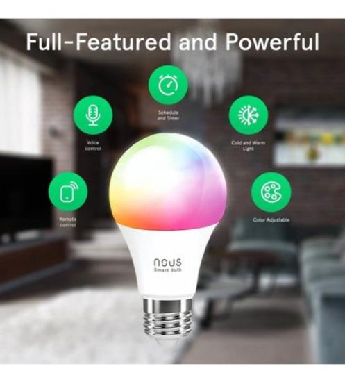Prekės „Lemputė LED E27, 230V, 9W, 810lm, 2700K - 6500K, RGB, išmanioji Wi-Fi, valdoma programėle, TUYA / Smart Life, P3, NOUS IŠPARDUOTA“ paveikslėlis