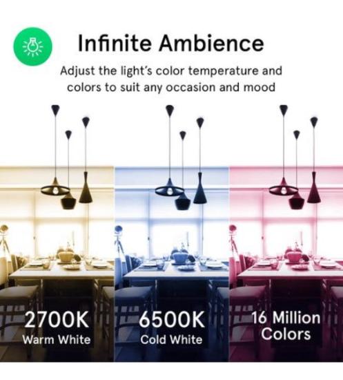 Prekės „Lemputė LED E27, 230V, 9W, 810lm, 2700K - 6500K, RGB, išmanioji Wi-Fi, valdoma programėle, TUYA / Smart Life, P3, NOUS IŠPARDUOTA“ paveikslėlis