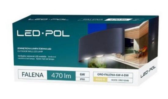 Prekės „Sieninis lauko šviestuvas FALENA-4, 6W, 470lm, 4000K, IP54, pilkas, ORO IŠPARDUOTA“ paveikslėlis