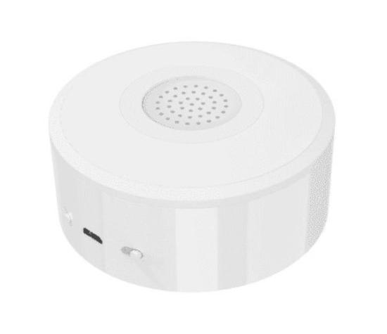Prekės „Išmanioji ZigBee TUYA bevielė patalpos sirena, ?85dB, 5V DC su įkraunama baterija, balta, WOOX IŠPARDUOTA“ paveikslėlis