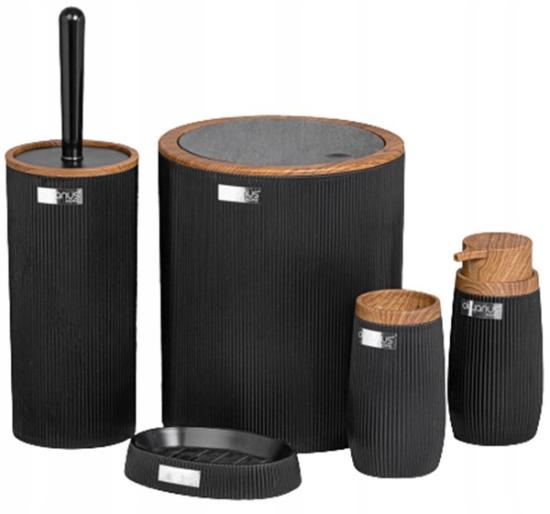 Prekės „Rinkinys vonios aksesuarų juoda 5 vnt. Okyanus Home IŠPARDUOTA“ paveikslėlis