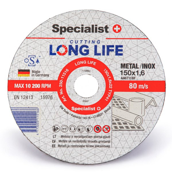 Prekės nuotrauka Metalo pj.diskas LONG LIFE 150x1,6x22 mm