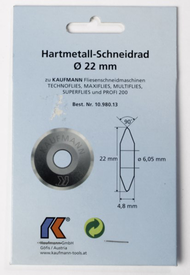 Prekės nuotrauka Ratukas plytelėms pjausti 22 x 6,05 x 4,8 mm 10.980.13 Kaufmann