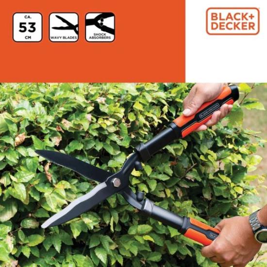 Prekės „Žirklės krūmams banguotais ašmenimis 54cm Black & Decker IŠPARDUOTA“ paveikslėlis