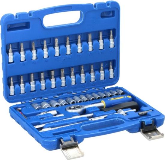 Prekės „Rinkinys galvučių 1/4" 4-14 mm 46 dalių su terkšle Kinzo IŠPARDUOTA“ paveikslėlis
