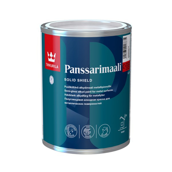 Prekės nuotrauka Dažai alkidiniai pusiau blizgūs stogams Tikkurila Panssarimaali C 0,9 l