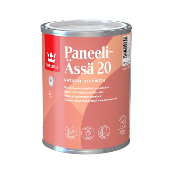 Prekės nuotrauka Lakas akrilinis Tikkurila Paneeli Assa pusiau matiniai EP 0,9 l