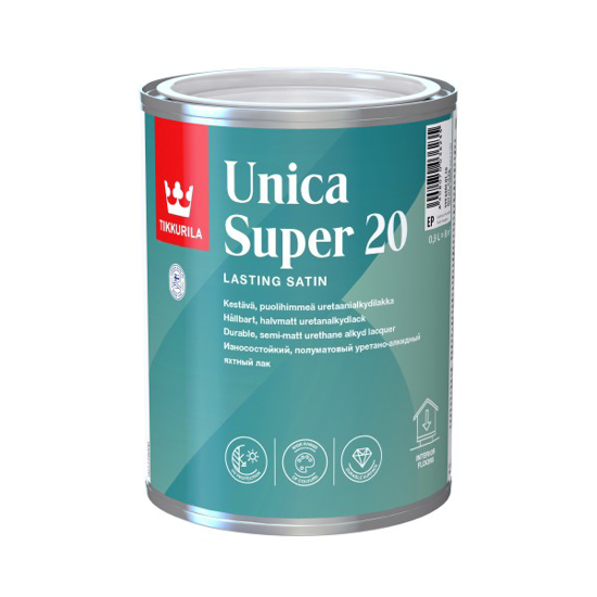 Prekės nuotrauka Lakas medienai uretaninis alkidinis Tikkurila Unica Super pusiau matinis EP 0,9 l