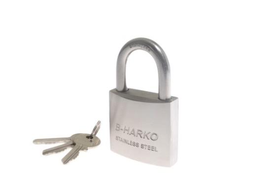 Prekės „Spyna pakabinama 50 mm 3 raktai HS B-HARKO Inox 304 IŠPARDUOTA“ paveikslėlis