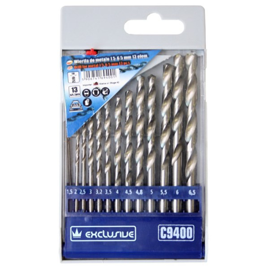 Prekės nuotrauka Metalo grąžtų rinkinys 1,5-6,5 mm 12 vnt