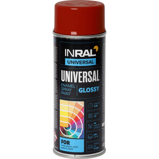 Prekės nuotrauka Dažai aerozoliniai INRAL UNIVERSAL RAL3000, Ugnies raudona, blizgi, 400 ml