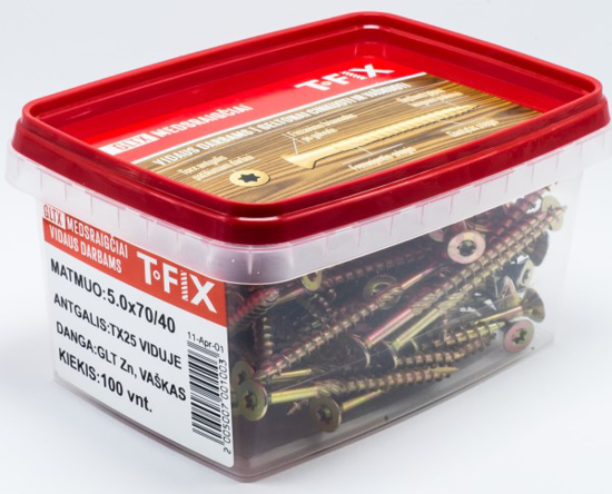 Prekės nuotrauka Medsraigčiai geltoni 4x20 mm 400 vnt T-Fix