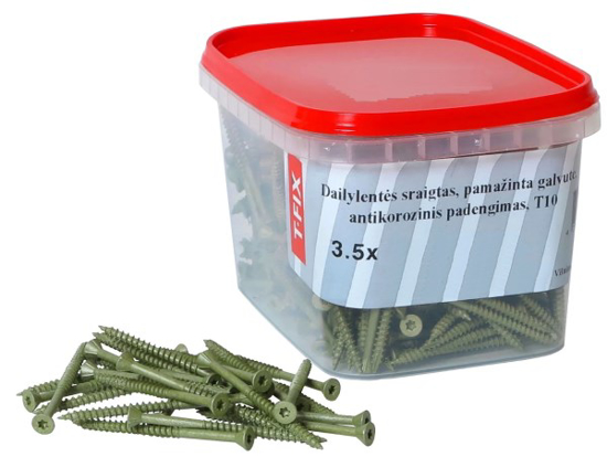 Prekės nuotrauka Medsraigčiai dailylentėms 3,5x55/33 mm 250 vnt T10 Ruspert