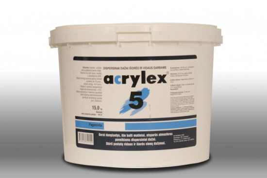 Prekės nuotrauka Dažai vidaus darbams matiniai Acrylex-5 1,5 kg  IŠPARDUOTA