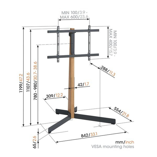 Prekės nuotrauka VOGEL S  COMFORT TVS3695OB TV Stovas                                                                                    