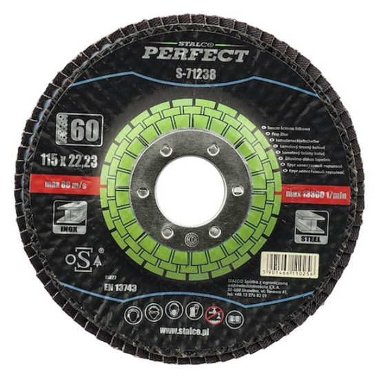 Prekės nuotrauka Diskas lapelinis 125x22,23 mm P60 lenktas metalui Stalco Cyrkon
