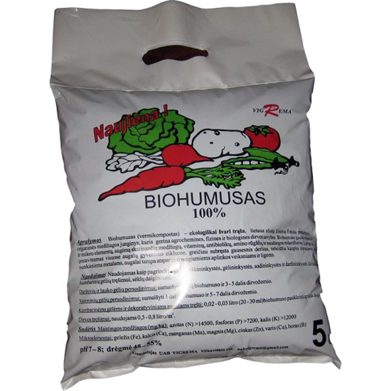 Prekės nuotrauka Trąšos biohumusas birus 5 L