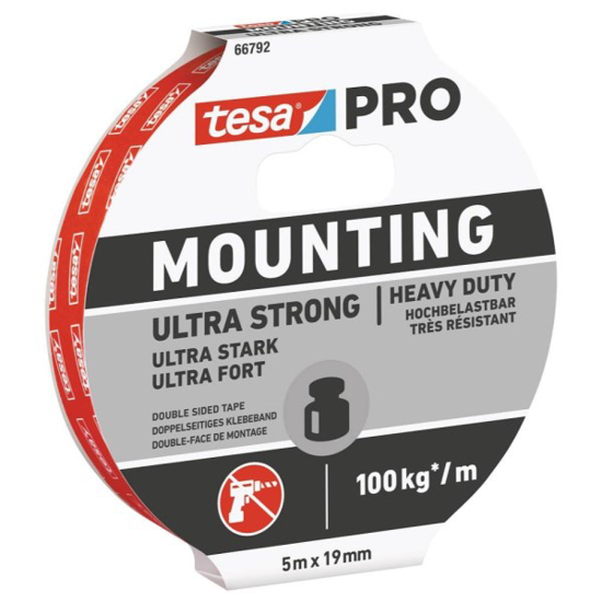 Prekės nuotrauka Juosta dvipusė UltraStrong 5 m x19 mm PRO Tesa IŠPARDUOTA