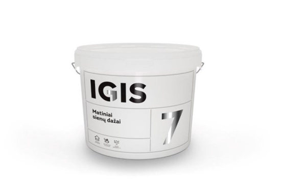 Prekės nuotrauka Dažai vidaus darbams IGIS 7 „A“ bazė matiniai 10 l IŠPARDUOTA