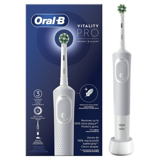 Prekės nuotrauka BRAUN D103.413.3 Vitality Pro Baltas dantų šepetėlis                                                                    