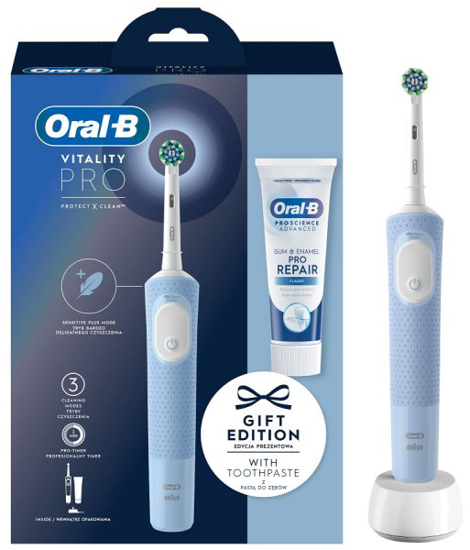 Prekės nuotrauka BRAUN D103.413.3D Vitality Pro Protect X Clean Melsvas + Dantų pasta Gum Care                                           