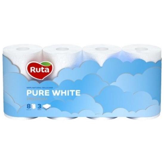 Prekės „Tualetinis popierius 3 sluoksnių RUTA Pure White(8 rul) IŠPARDUOTA“ paveikslėlis