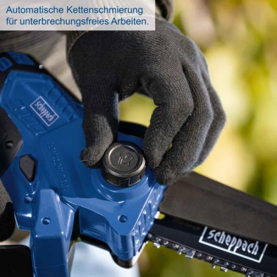 Prekės „Pjūklas grandininis akumuliatorinis 20 V mini be akumuliatoriaus BC-PS150-X Scheppach IŠPARDUOTA“ paveikslėlis